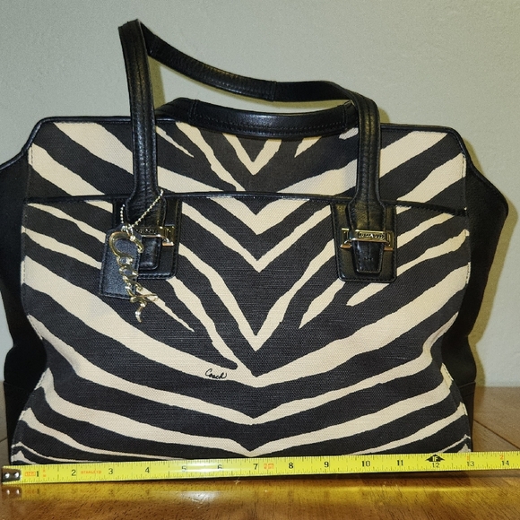Coach Black and Cream Zebra Stripe Tote - Picture 10 of 11